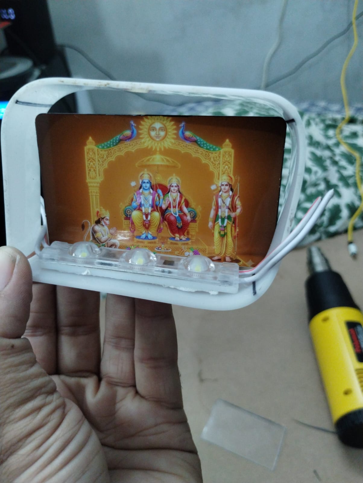 Acrylic devotional photo frame with LED base